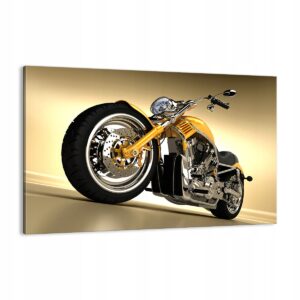 'Juodai geltonas motociklas' paveikslas ant drobės