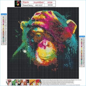 'Šimpanzė' deimantinė mozaika 5D