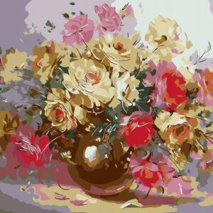 'Spalvota gėlių puokštė' tapyba pagal skaičius