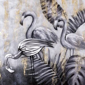 'Trys flamingai' ranka tapytas paveikslas