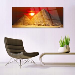 'Piramidės' paveikslas ant stiklo