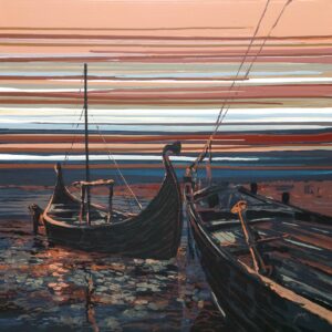 'Žvejų valtys Nidoje 2' ranka tapytas paveikslas