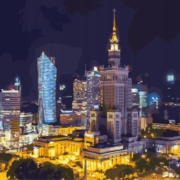'Naktinė Varšuva' 40x50 tapyba pagal skaičius