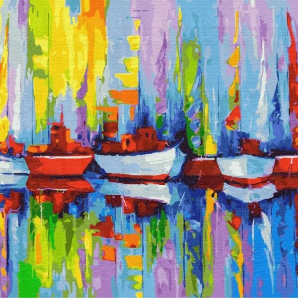 'Spalvingos burės' 40x50 tapyba pagal skaičius