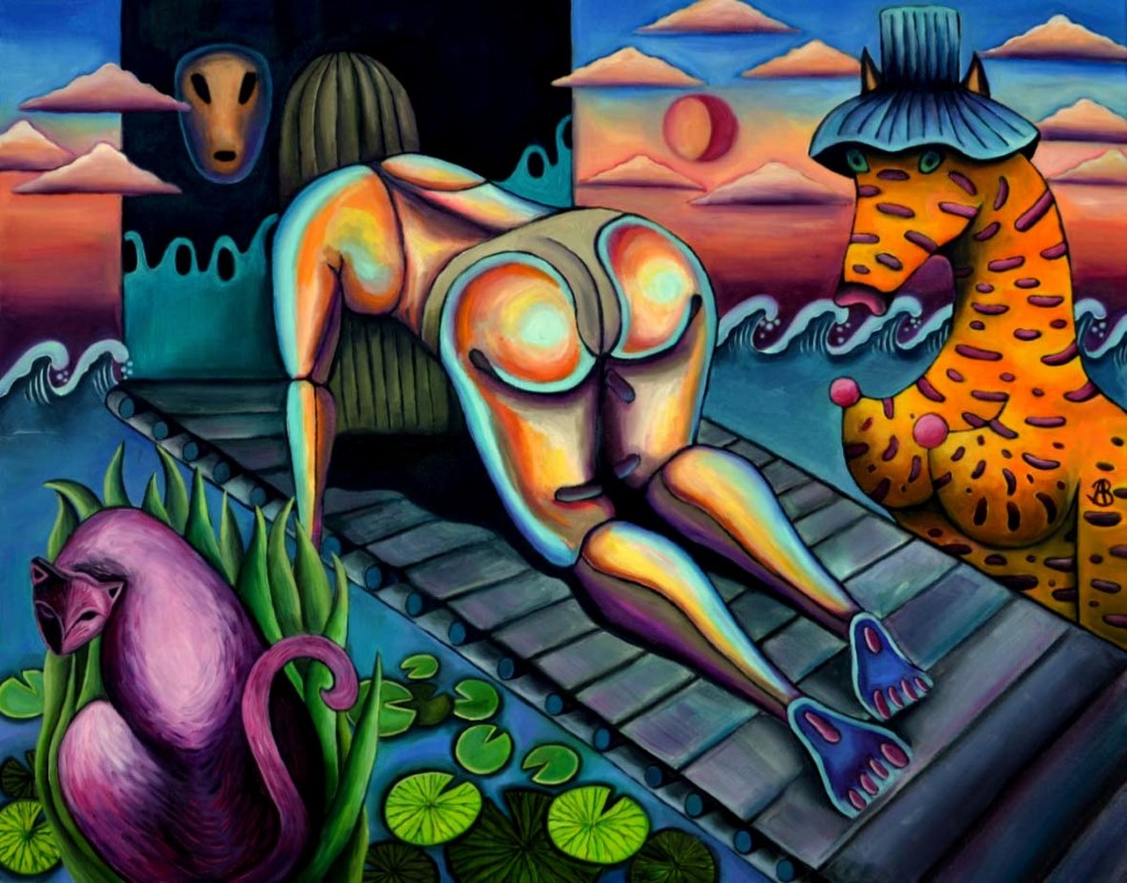 'Moteris ant konvejerio' 90x70cm ranka tapytas paveikslas