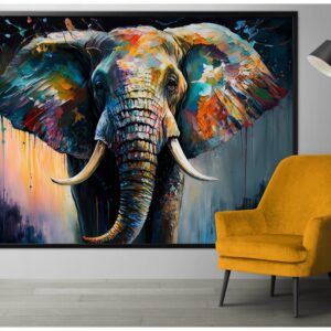 'Spalvingas dramblys' 200x140cm paveikslas ant drobės