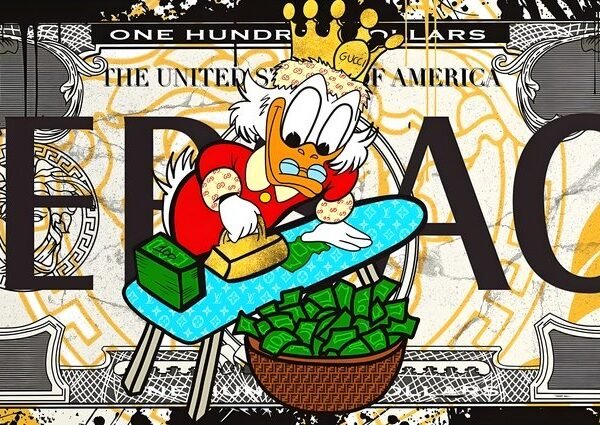 'Duck Money' paveikslas ant drobės 'Duck Money' paveikslas ant drobės