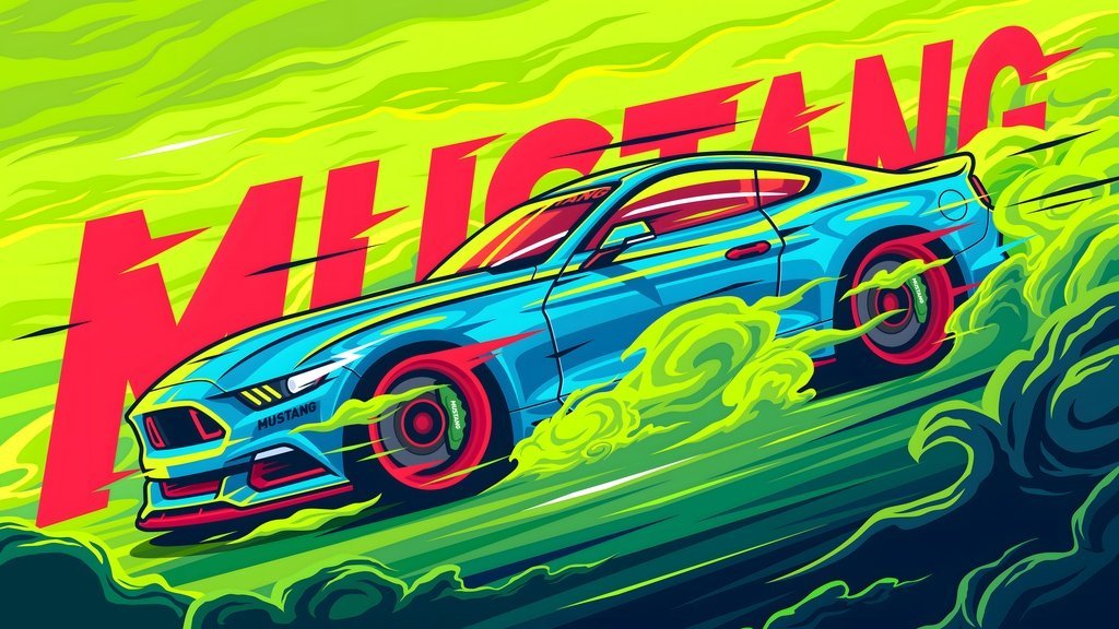 'Ford Mustang Toxic Race' paveikslas ant drobės 'Ford Mustang Toxic Race' paveikslas ant drobės