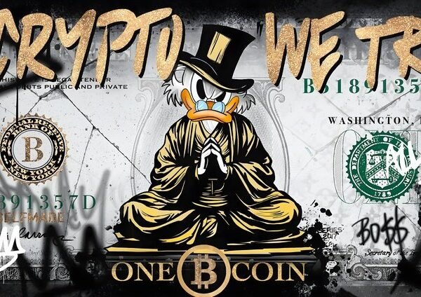 'In Crypto We Trust' paveikslas ant drobės 'In Crypto We Trust' paveikslas ant drobės