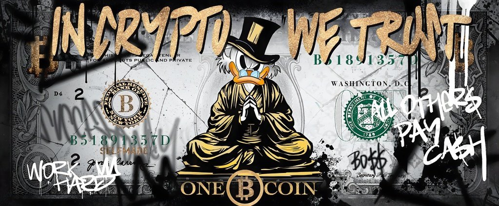'In Crypto We Trust' paveikslas ant drobės 'In Crypto We Trust' paveikslas ant drobės