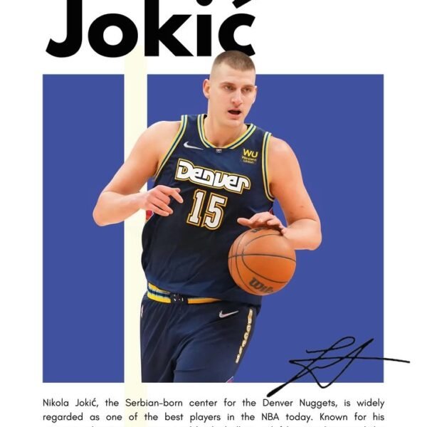 'Nikola Jokic' paveikslas ant drobės 'Nikola Jokic' paveikslas ant drobės