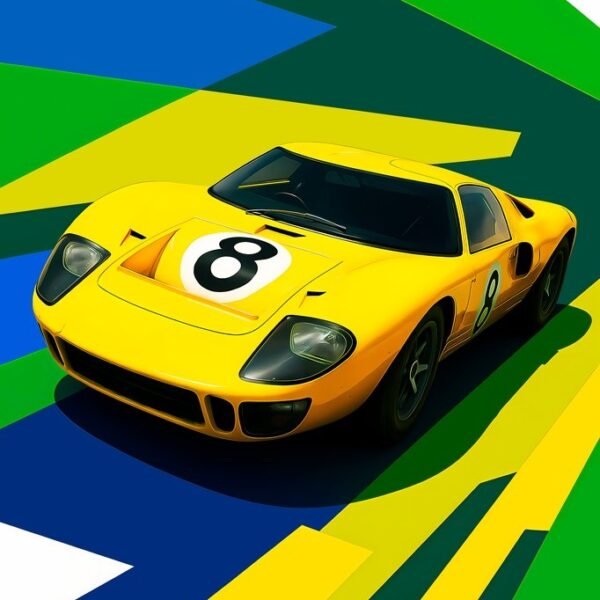 'Geltonas Ford GT40' paveikslas ant drobės