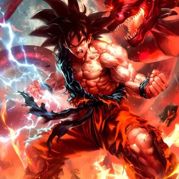 'Goku Ultra Instinktas' paveikslas ant drobės 'Goku Ultra Instinktas' paveikslas ant drobės