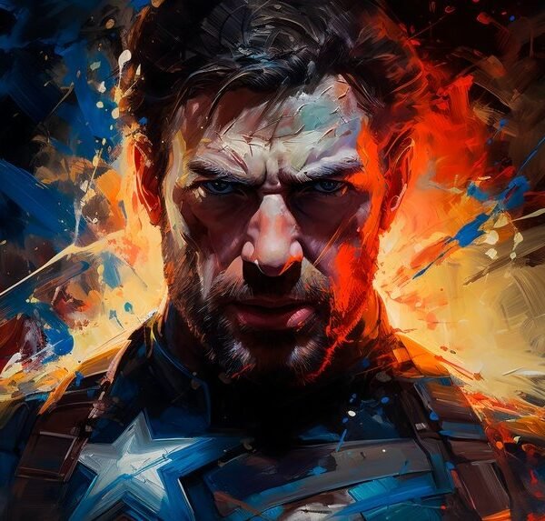 'Kapitonas Amerika' paveikslas ant drobės 'Kapitonas Amerika' paveikslas ant drobės