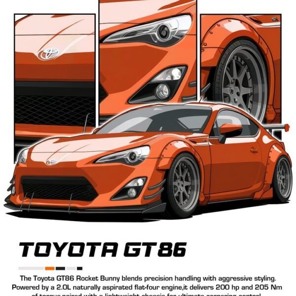 'Oranžinė Toyota GT86' paveikslas ant drobės 'Oranžinė Toyota GT86' paveikslas ant drobės