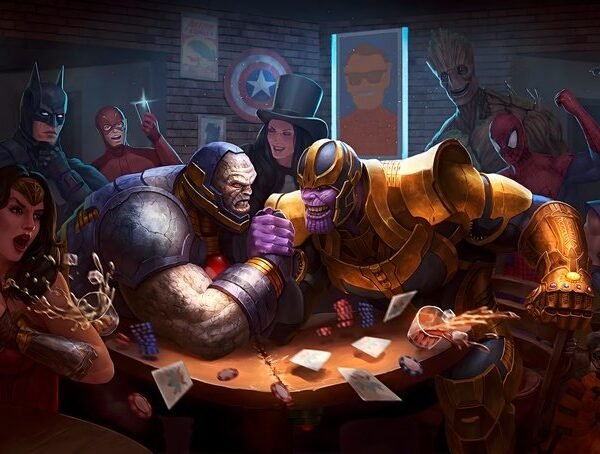 'Superherojų Susitikimas' paveikslas ant drobės 'Superherojų Susitikimas' paveikslas ant drobės