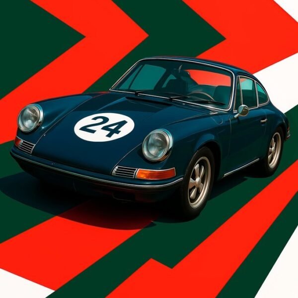 'Žalias Porsche 911' paveikslas ant drobės 'Žalias Porsche 911' paveikslas ant drobės