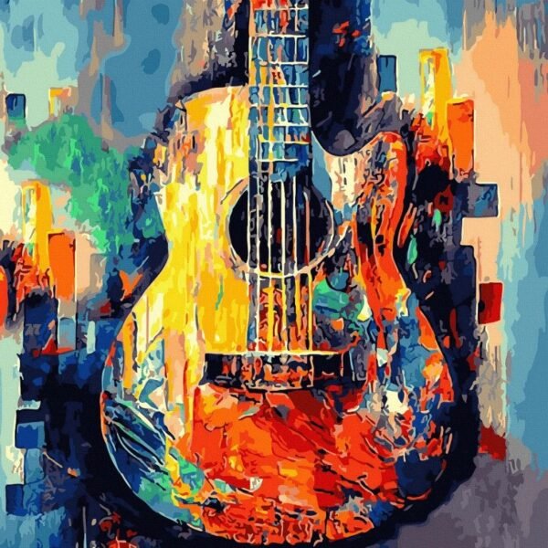 'Spalvinga gitara' 40x50 tapyba pagal skaičius 'Spalvinga gitara' 40x50 tapyba pagal skaičius