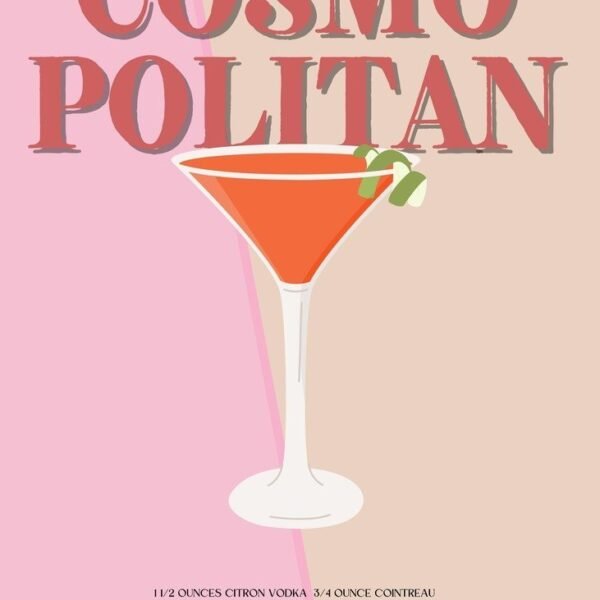 'Rožinis Cosmopolitan kokteilis' paveikslas ant drobės 'Rožinis Cosmopolitan kokteilis' paveikslas ant drobės