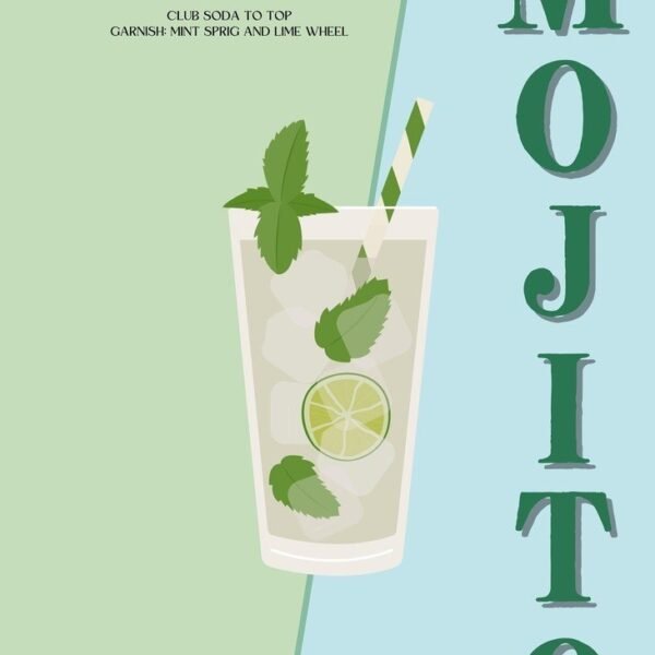 'Žalias Mojito kokteilis taurėje' paveikslas ant drobės 'Žalias Mojito kokteilis taurėje' paveikslas ant drobės